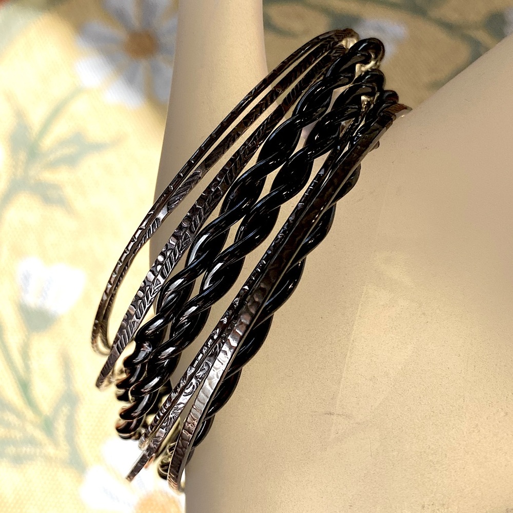 Bundle of 11 Metal Bangle Bracelets